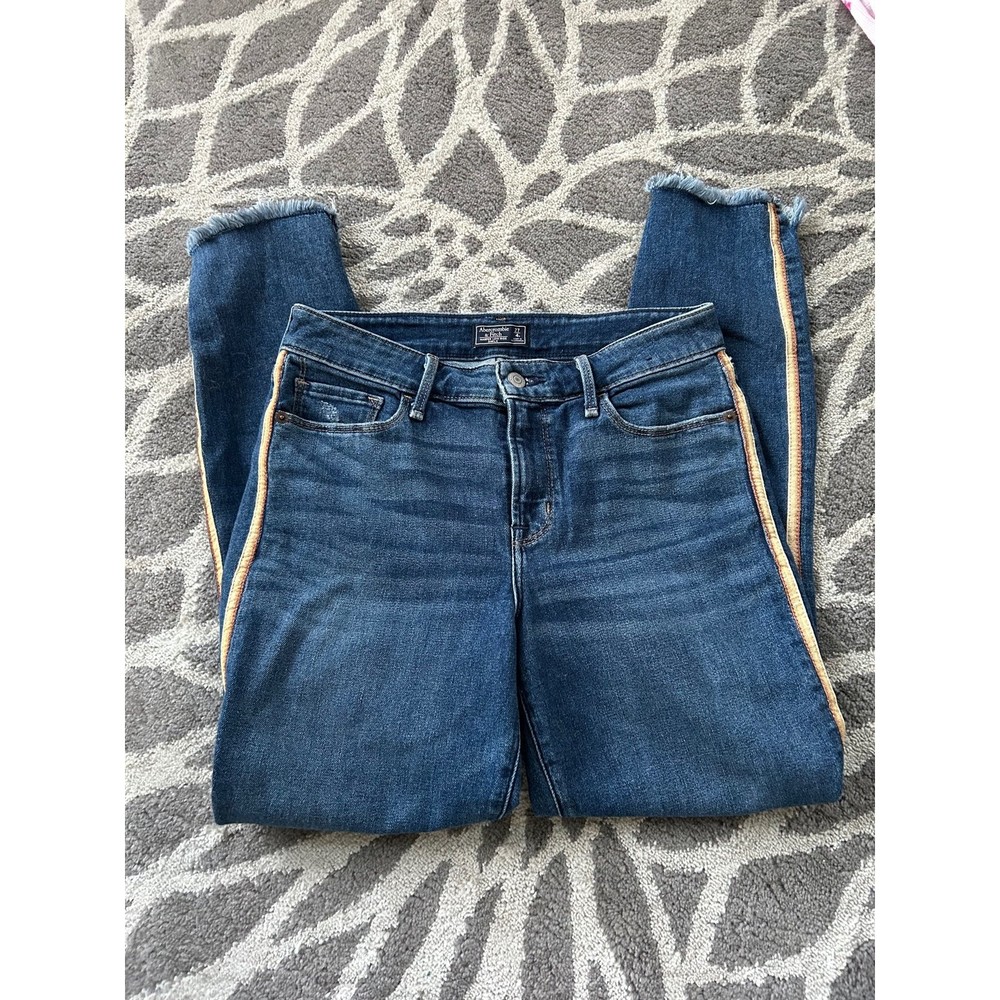 Abercrombie Harper Low Rise Ankle Jeans with Gold Piping